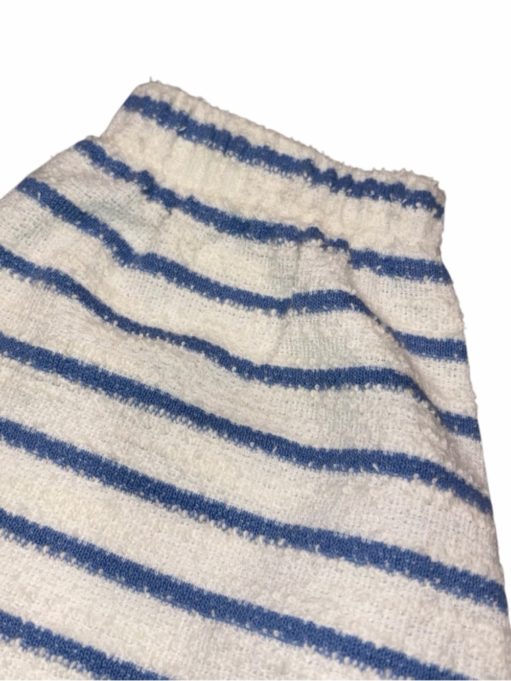 NEW Aerie Blue & White Stripe Terry Cloth Lace Up Pullover Sweatshirt Medium - Picture 5 of 10